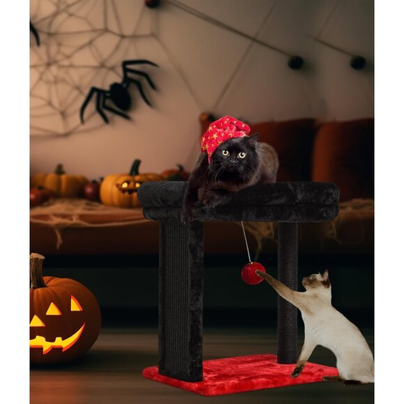 New Small Gothic Cat Tree with Scratching Post, Perch & Dangling Balls for Cats - Picture 8 of 8